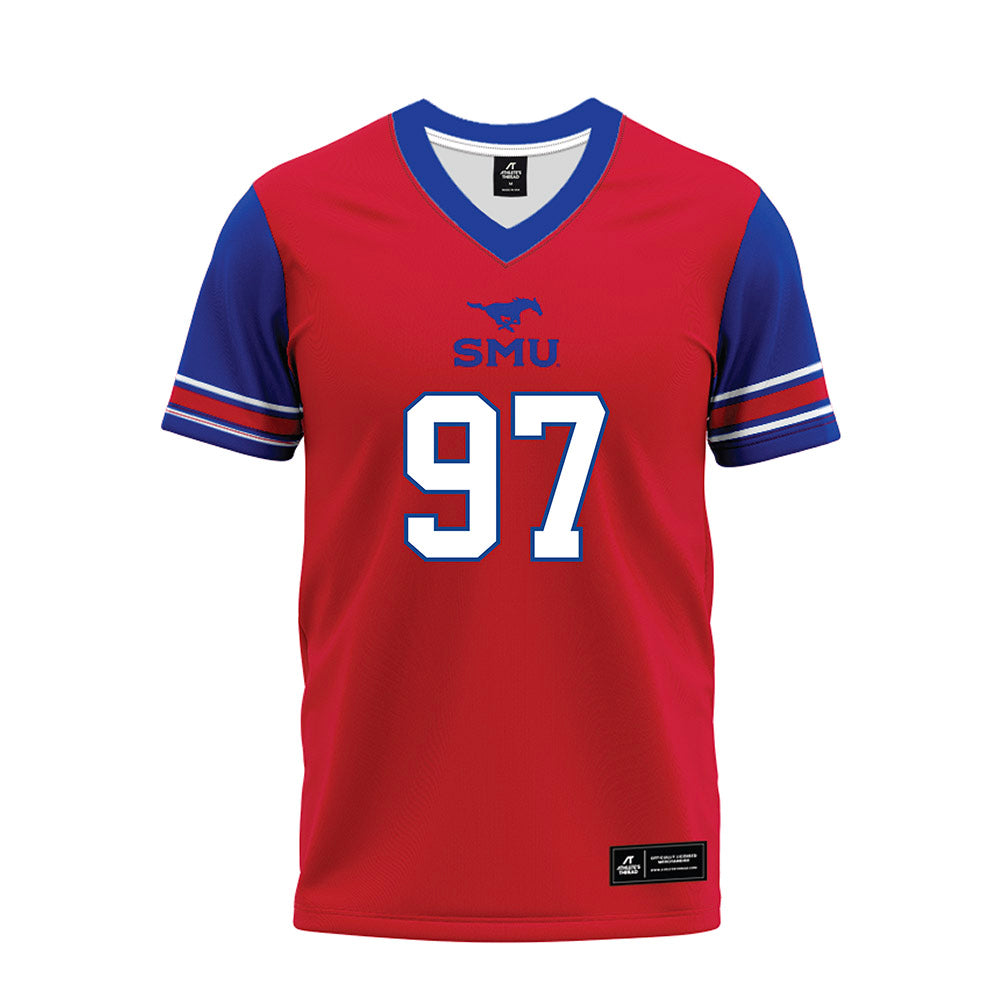 SMU - NCAA Football : Christian Davis - Red Premium Football Jersey-0