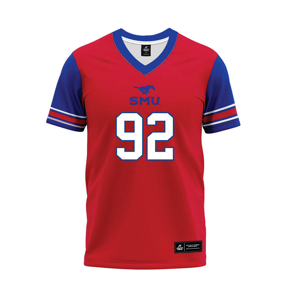 SMU - NCAA Football : Hudson Woods - Red Premium Football Jersey-0