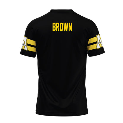 App State - NCAA Football : Cash Brown - Black Premium Football Jersey-1