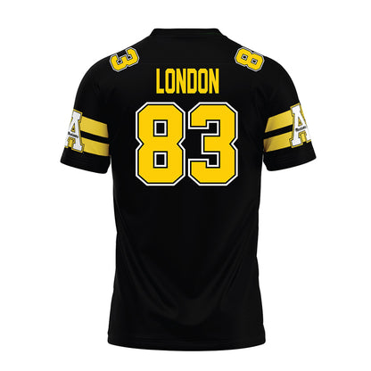 App State - NCAA Football : James London - Black Premium Football Jersey-1