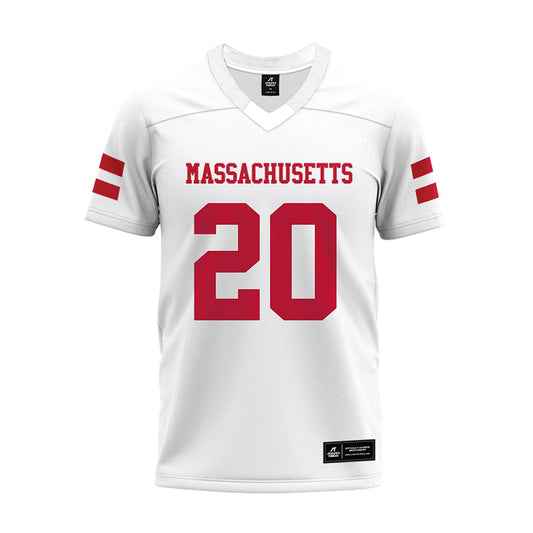 UMass - NCAA Football : Keith Sarkodieh - White Premium Football Jersey-0