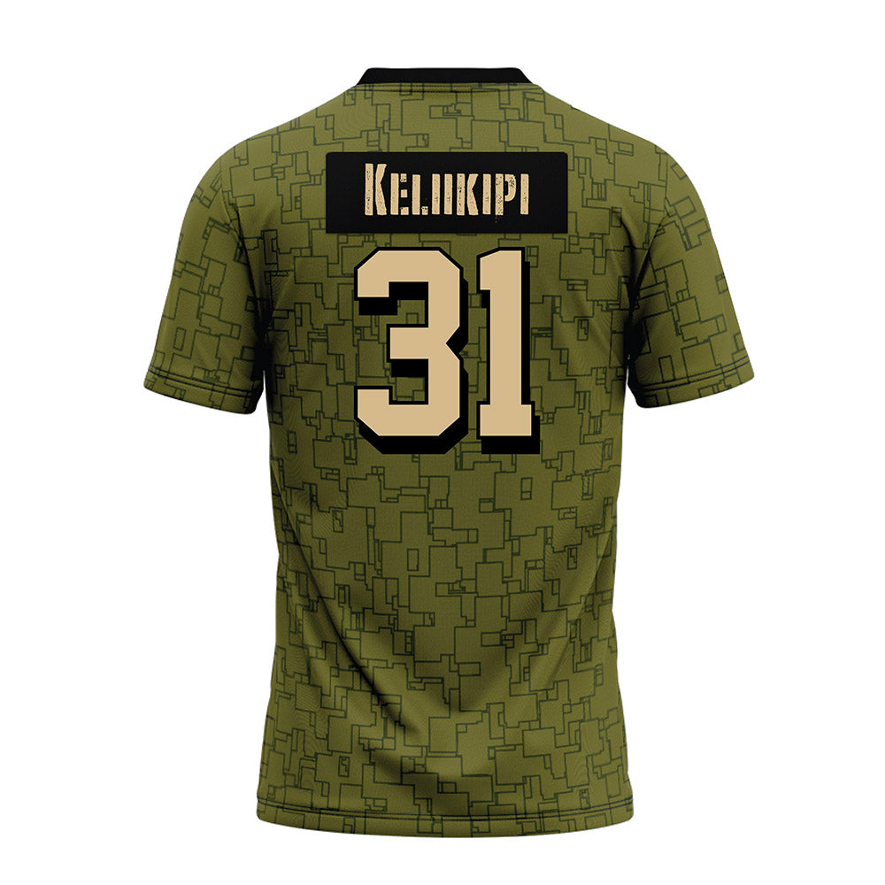 Hawaii - NCAA Football : Tryton Keliikipi - Green Camo Premium Football Jersey-1