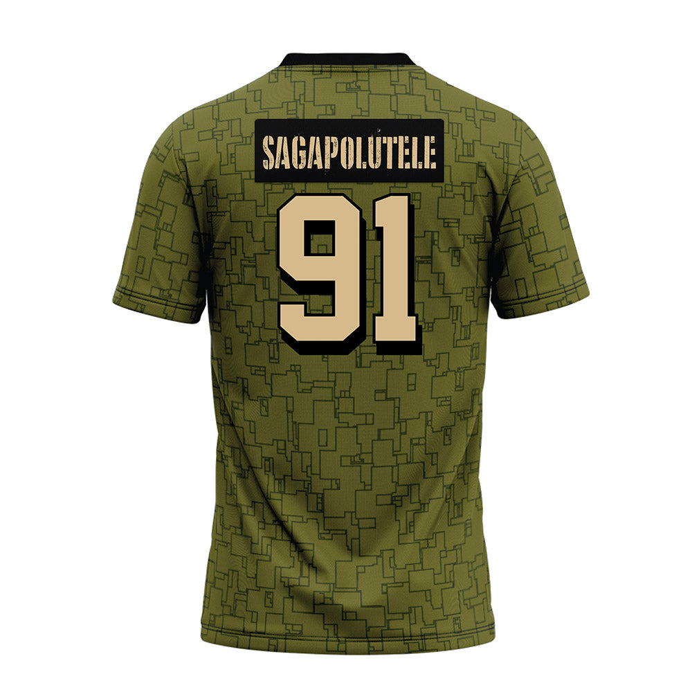 Hawaii - NCAA Football : Joshua sagapolutele - Green Camo Premium Football Jersey-1