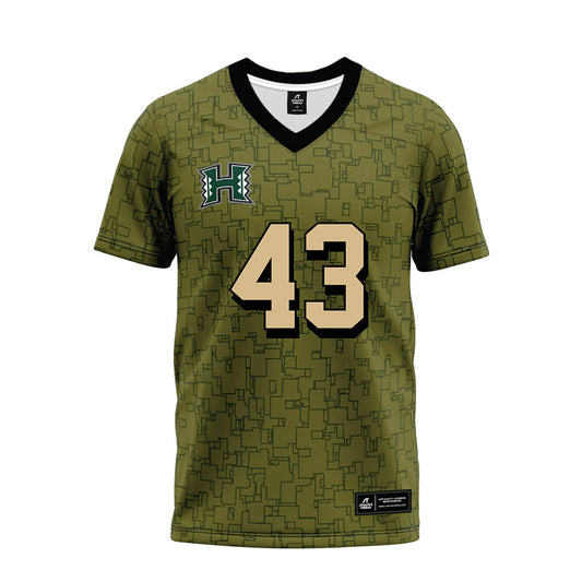 Hawaii - NCAA Football : Alika Cavaco-Amoy - Green Camo Premium Football Jersey-0