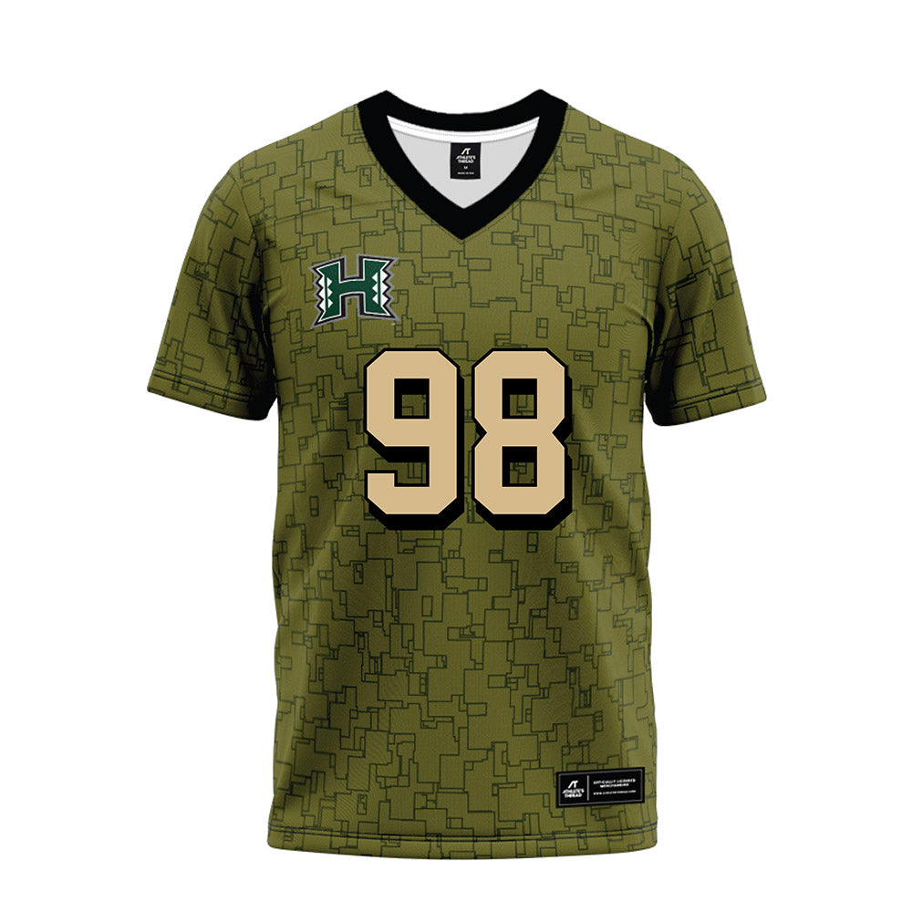 Hawaii - NCAA Football : Sean Olvera-Harle - Green Camo Premium Football Jersey-0
