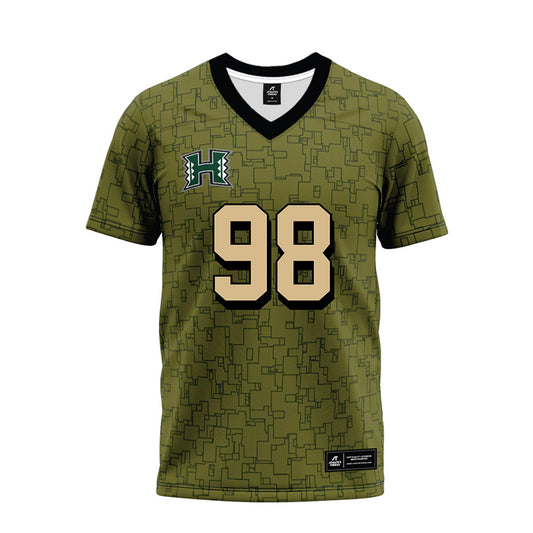 Hawaii - NCAA Football : Siaosi Paea - Green Camo Premium Football Jersey-0