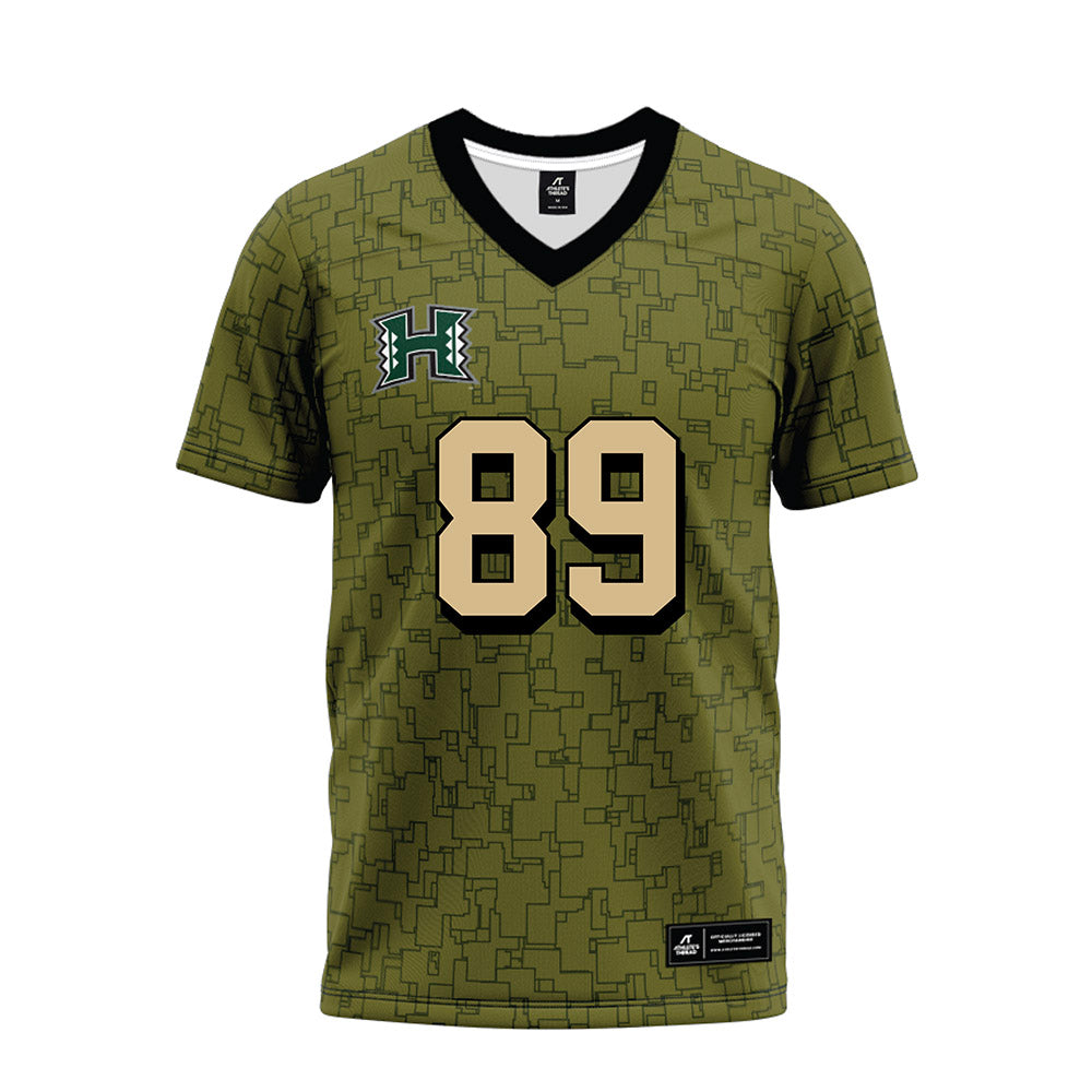 Hawaii - NCAA Football : Nick Delgadillo - Green Camo Premium Football Jersey-0