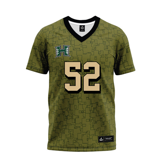 Hawaii - NCAA Football : Dean Briski - Green Camo Premium Football Jersey-0