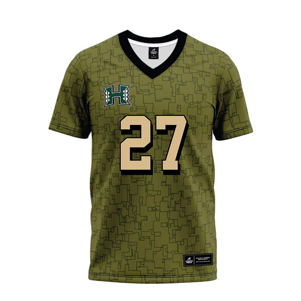 Hawaii - NCAA Football : Makanale'a Meyer - Green Camo Premium Football Jersey-0