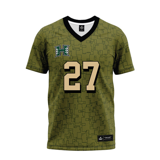 Hawaii - NCAA Football : Makanale'a Meyer - Green Camo Premium Football Jersey-0