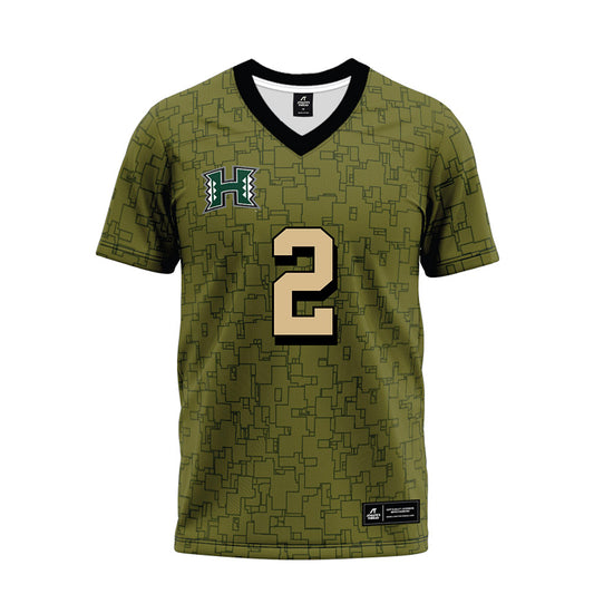 Hawaii - NCAA Football : Kona Moore - Green Camo Premium Football Jersey-0