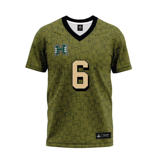 Hawaii - NCAA Football : Kainoa Carvalho - Green Camo Premium Football Jersey-0