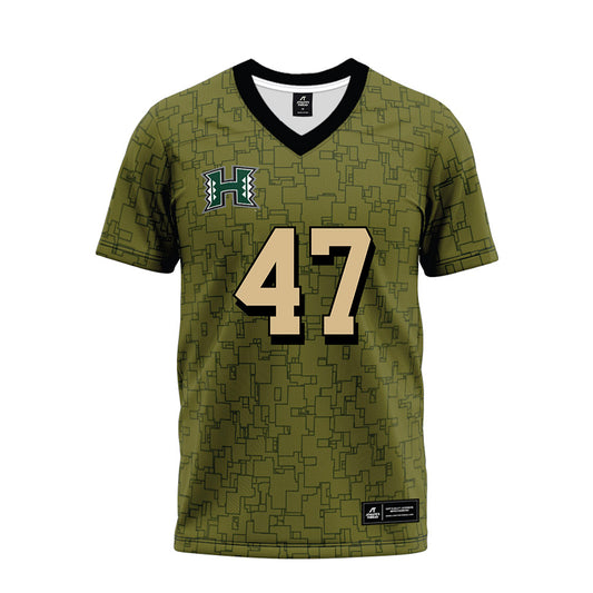 Hawaii - NCAA Football : Kingston Costales - Green Camo Premium Football Jersey-0