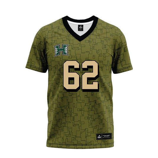 Hawaii - NCAA Football : Lautaimi Manuma - Green Camo Premium Football Jersey-0