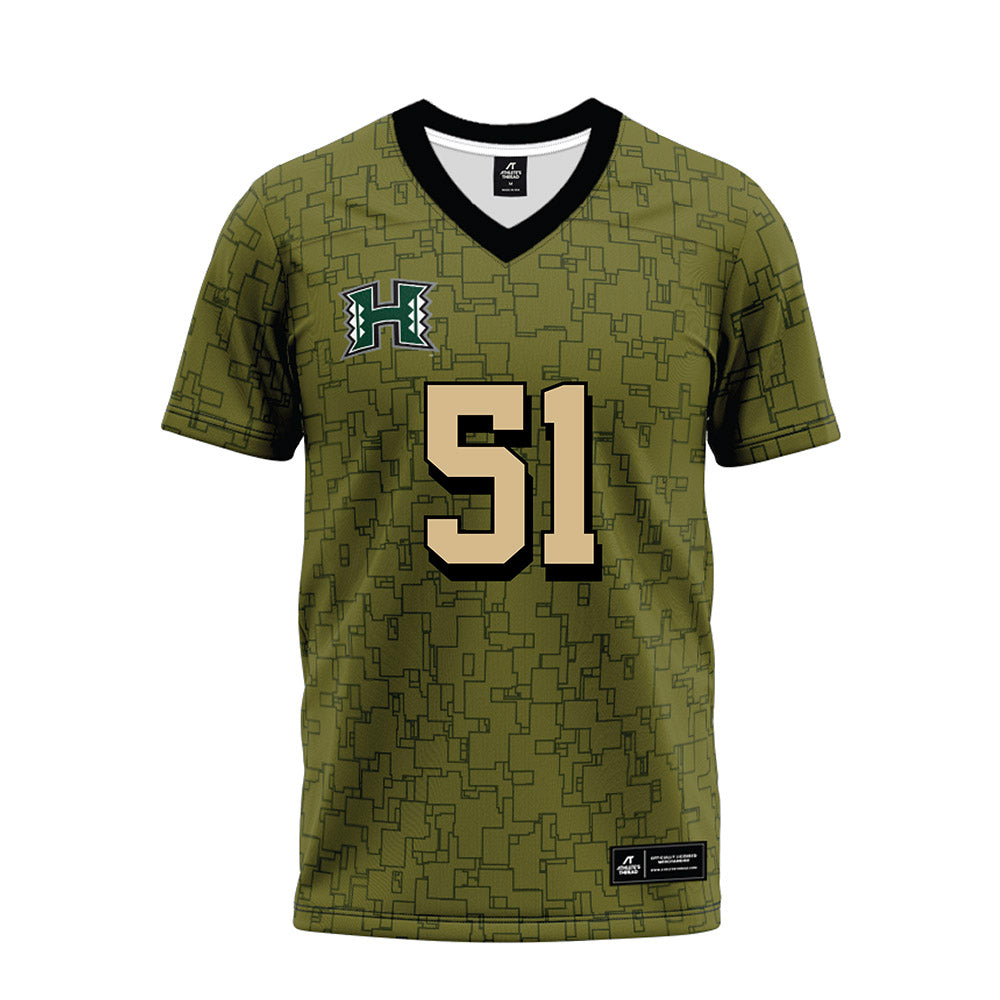 Hawaii - NCAA Football : Eric Mcfall - Green Camo Premium Football Jersey-0