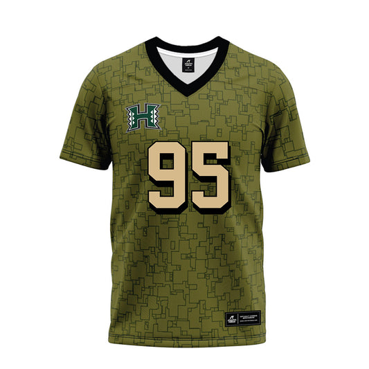 Hawaii - NCAA Football : Geoffrey Speight Jr. - Green Camo Premium Football Jersey-0