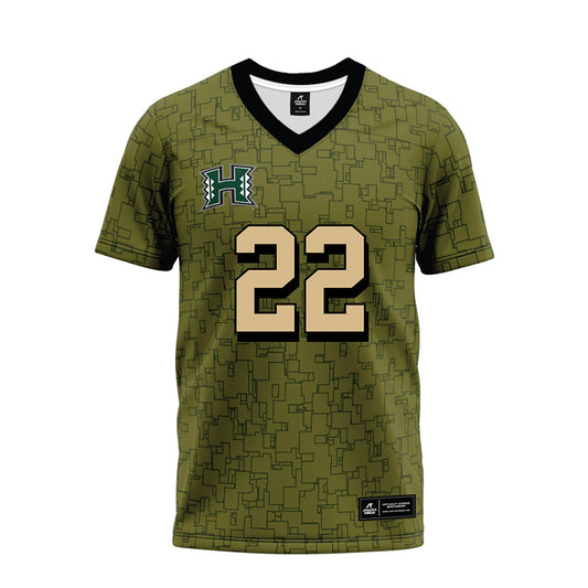 Hawaii - NCAA Football : Titan Lacaden - Green Camo Premium Football Jersey-0