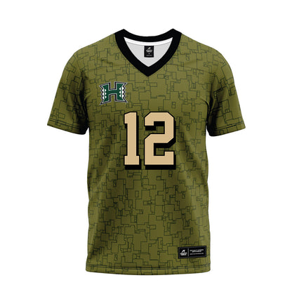Hawaii - NCAA Football : Micah Alejado - Green Camo Premium Football Jersey-0