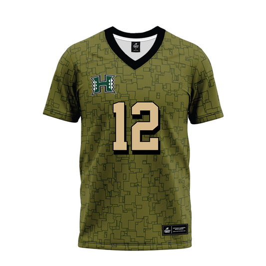 Hawaii - NCAA Football : Micah Alejado - Green Camo Premium Football Jersey-0