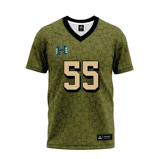 Hawaii - NCAA Football : Jay Tauala-Harris - Green Camo Premium Football Jersey-0
