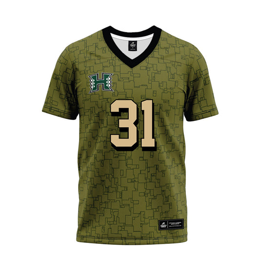 Hawaii - NCAA Football : Aisiah Paogofie - Green Camo Premium Football Jersey-0