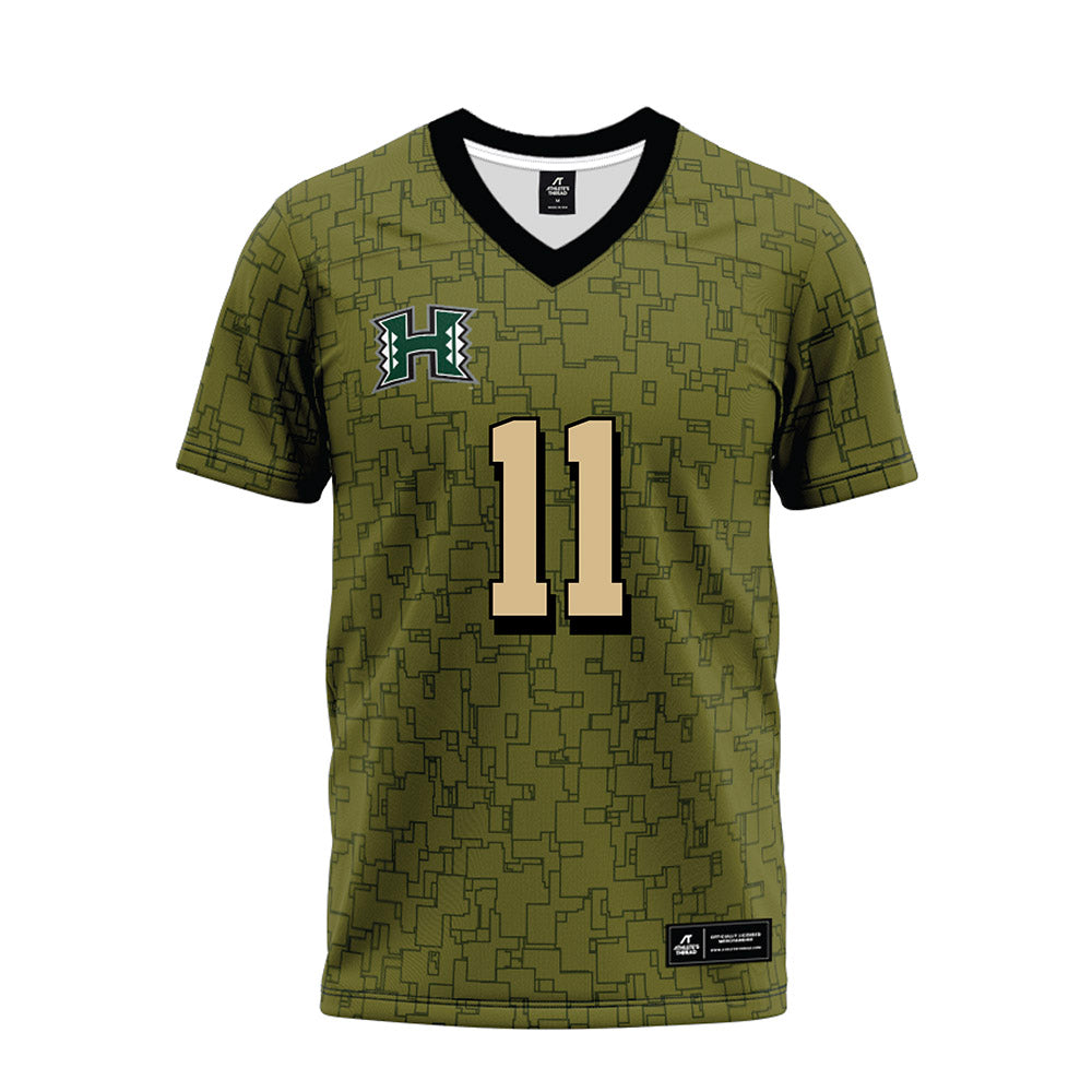 Hawaii - NCAA Football : Jamih Otis - Green Camo Premium Football Jersey-0