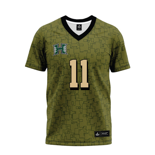 Hawaii - NCAA Football : Jamih Otis - Green Camo Premium Football Jersey-0