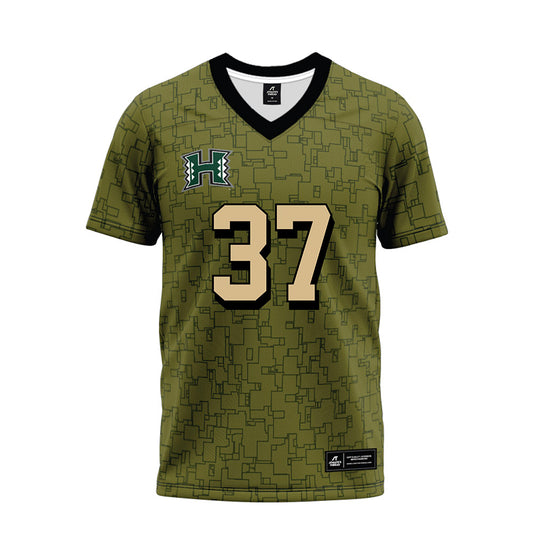 Hawaii - NCAA Football : Riis Weber - Green Camo Premium Football Jersey-0