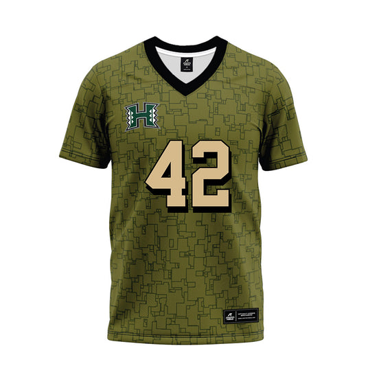 Hawaii - NCAA Football : Matteus Ioane - Green Camo Premium Football Jersey-0