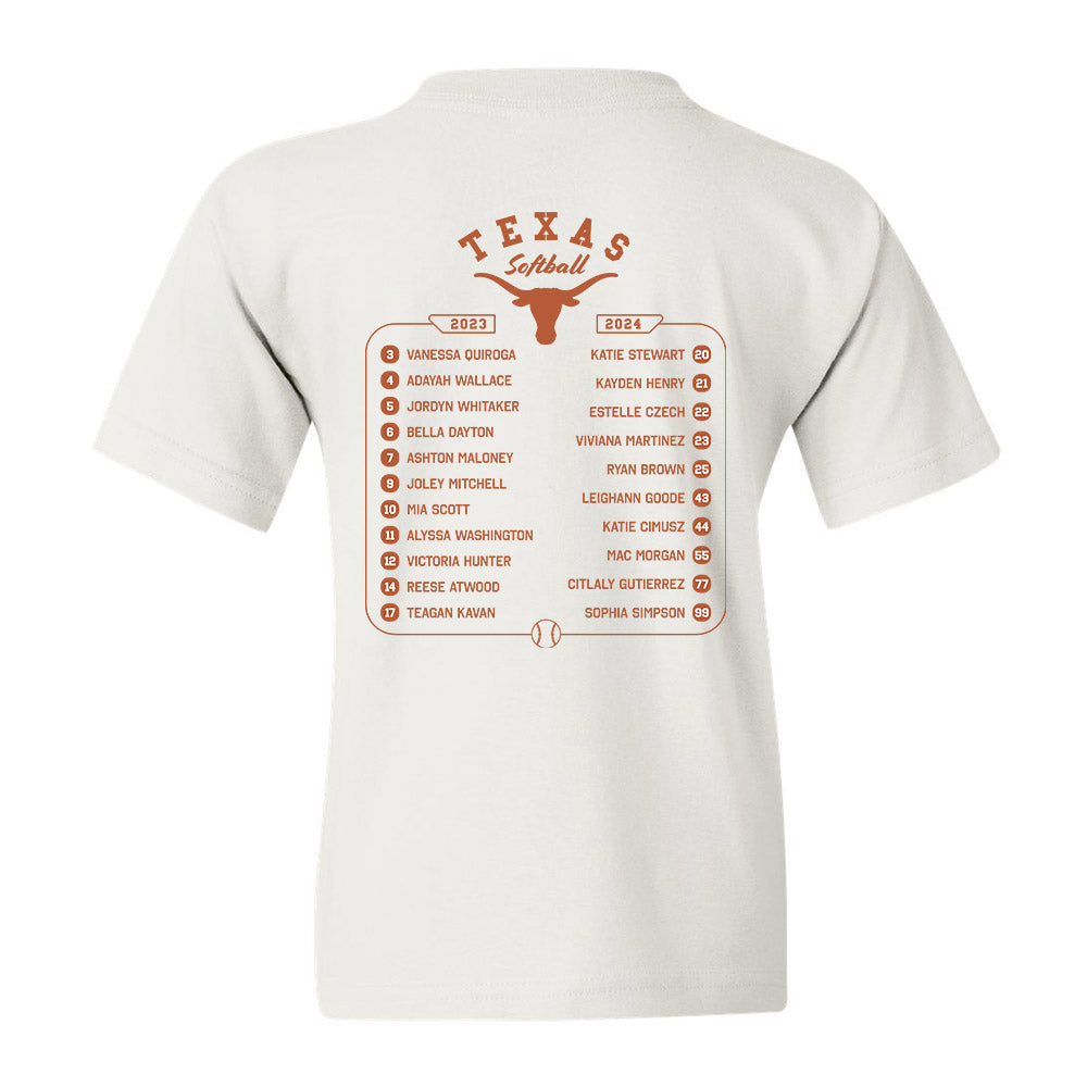 Texas - NCAA Softball : Youth T-Shirt Roster Shirt