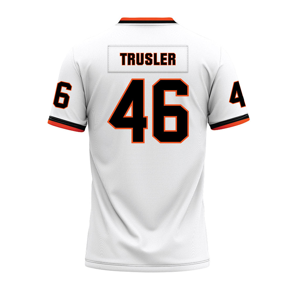 Oklahoma State - NCAA Football : Hunter Trusler - White Premium Football Jersey-1