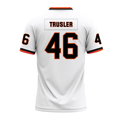Oklahoma State - NCAA Football : Hunter Trusler - White Premium Football Jersey-1