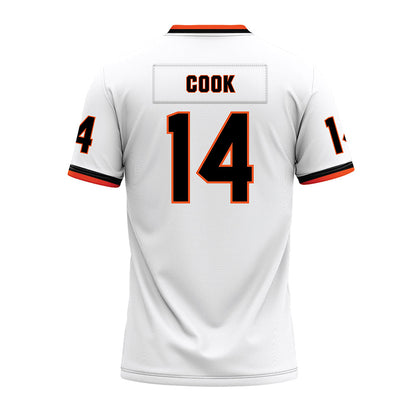 Oklahoma State - NCAA Football : Jeremy Cook - White Premium Football Jersey-1