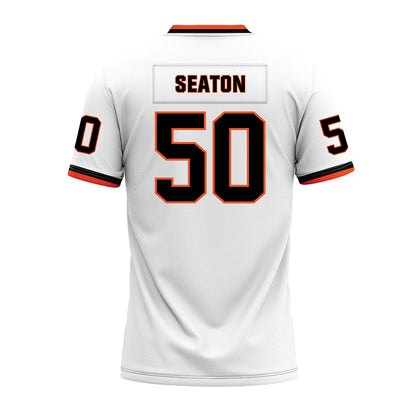 Oklahoma State - NCAA Football : Kole Seaton - White Premium Football Jersey-1