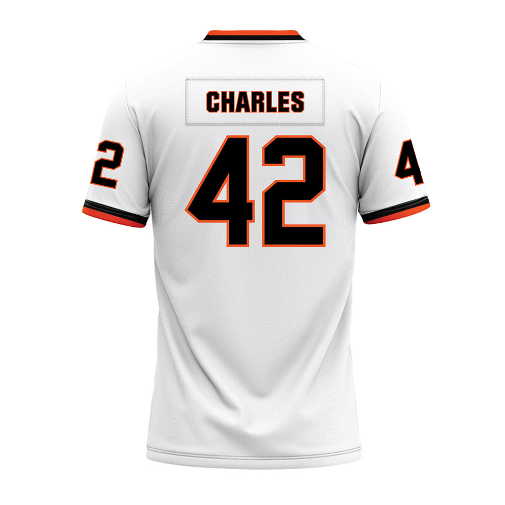 Oklahoma State - NCAA Football : Malik Charles - White Premium Football Jersey-1