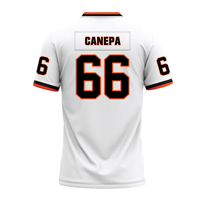 Oklahoma State - NCAA Football : Louie Canepa - White Premium Football Jersey-1