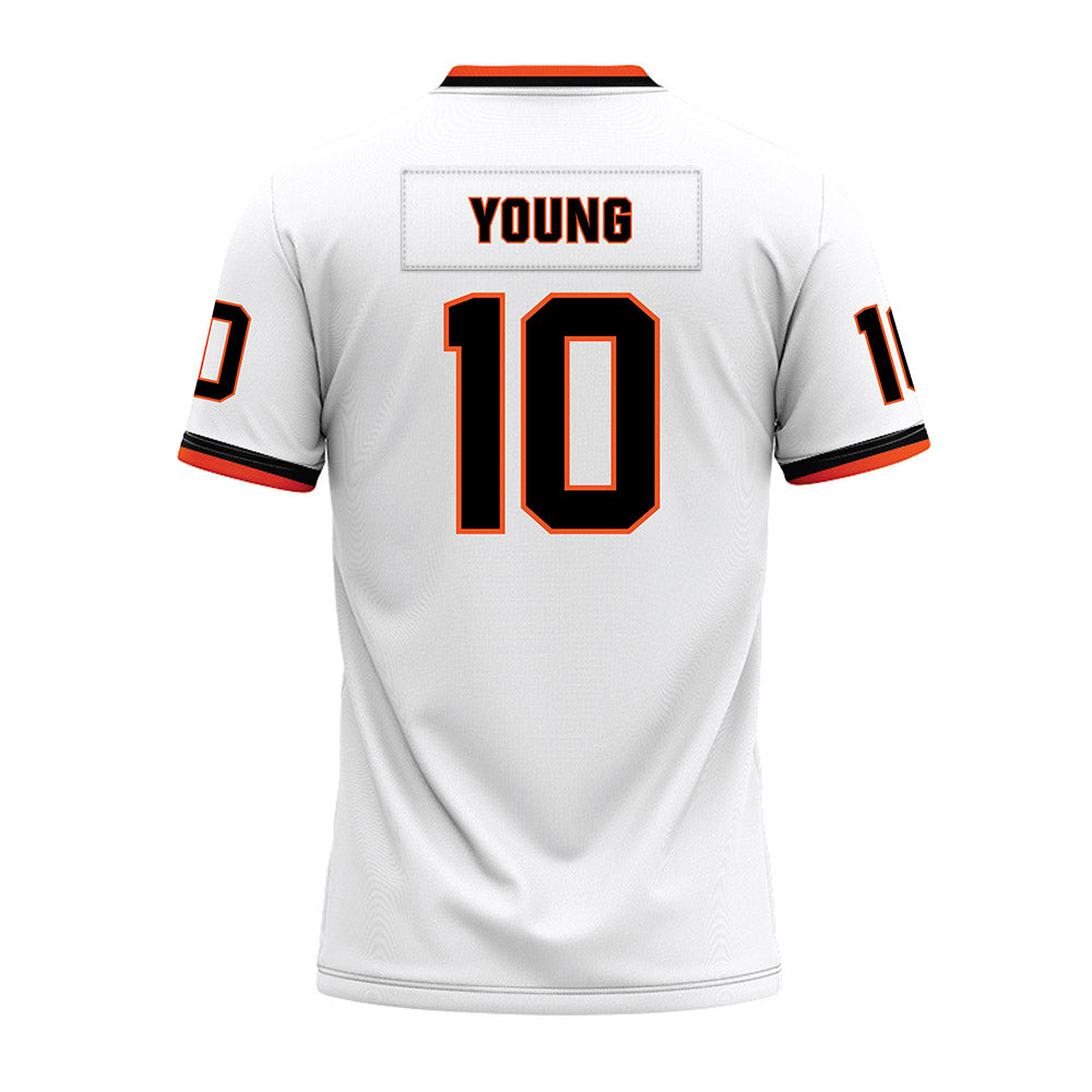 Oklahoma State - NCAA Football : Wyatt Young - White Premium Football Jersey-1