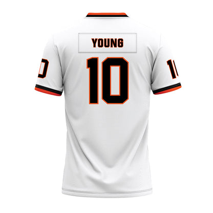 Oklahoma State - NCAA Football : Wyatt Young - White Premium Football Jersey-1