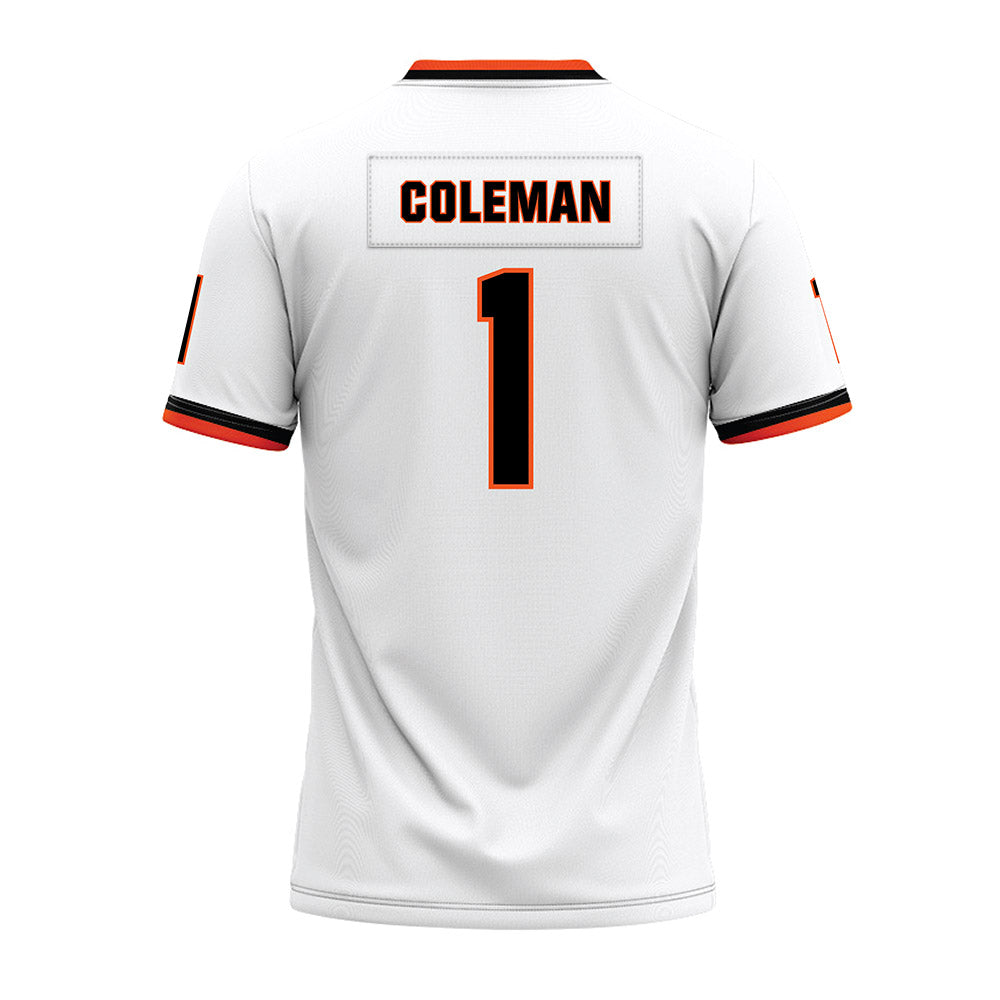Oklahoma State - NCAA Football : Miles Coleman - White Premium Football Jersey-1