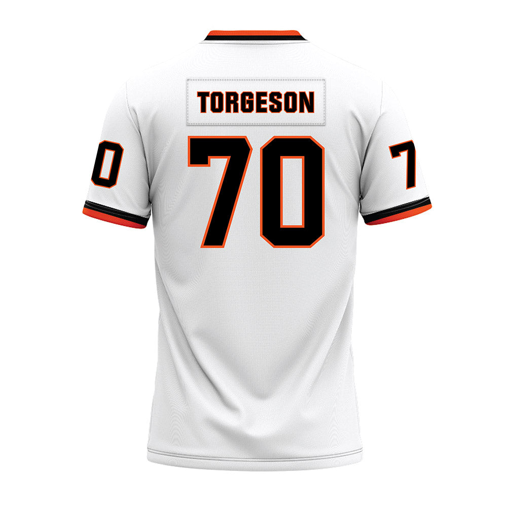 Oklahoma State - NCAA Football : Shaun Torgeson - White Premium Football Jersey-1