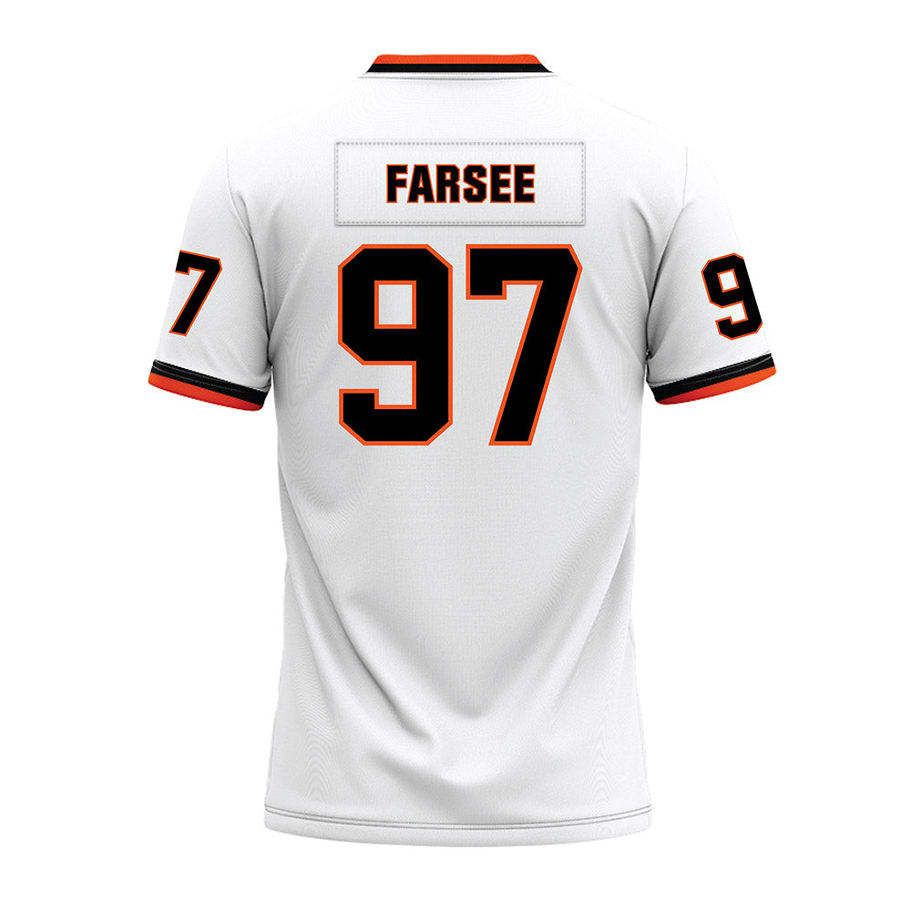 Oklahoma State - NCAA Football : Nygel Farsee - White Premium Football Jersey-1
