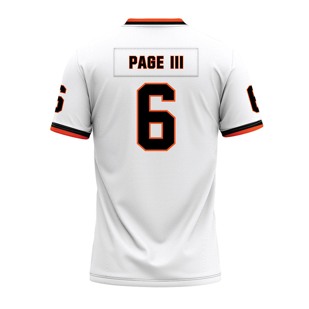 Oklahoma State - NCAA Football : Tre Page III - White Premium Football Jersey-1