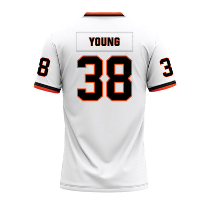 Oklahoma State - NCAA Football : Carlveon Young - White Premium Football Jersey-1