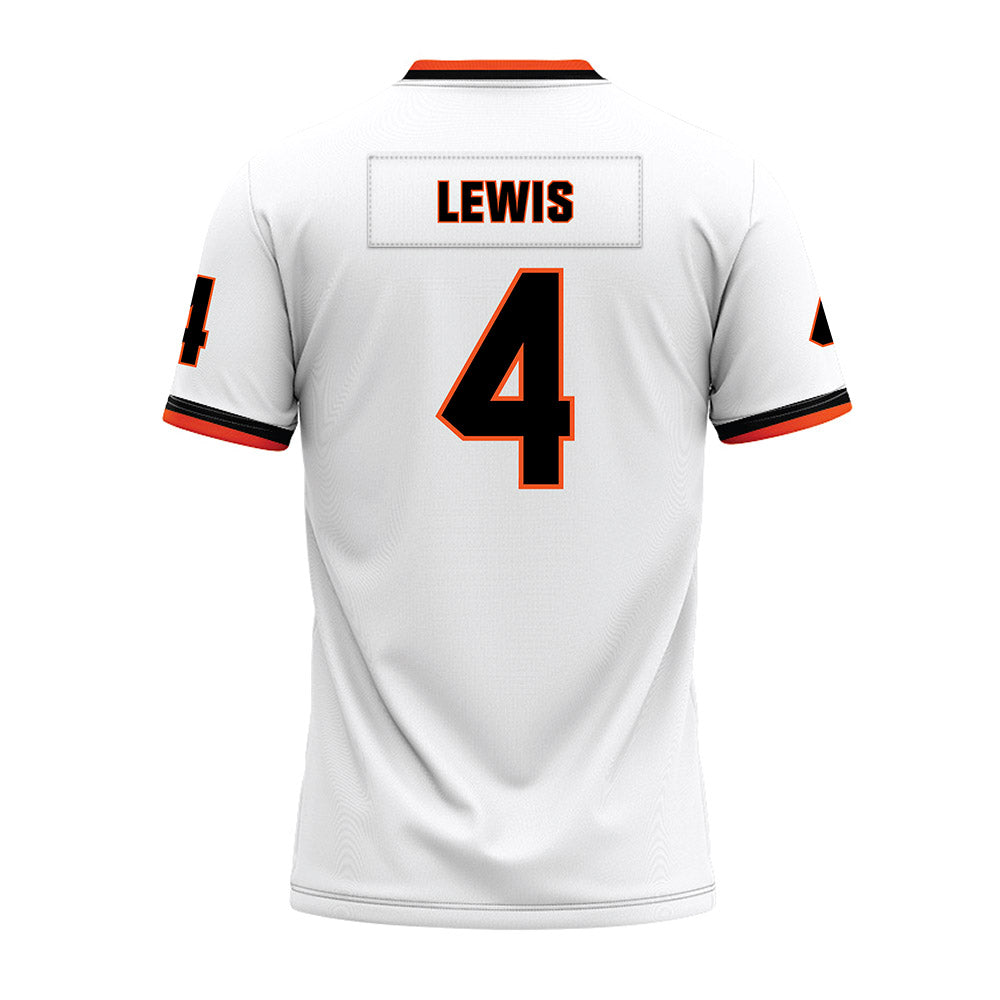 Oklahoma State - NCAA Football : Terrence Lewis - White Premium Football Jersey-1