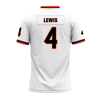 Oklahoma State - NCAA Football : Terrence Lewis - White Premium Football Jersey-1