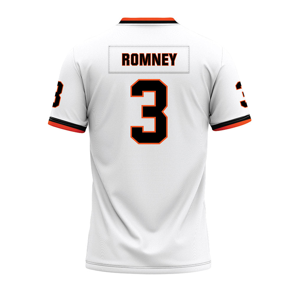 Oklahoma State - NCAA Football : Tate Romney - White Premium Football Jersey-1