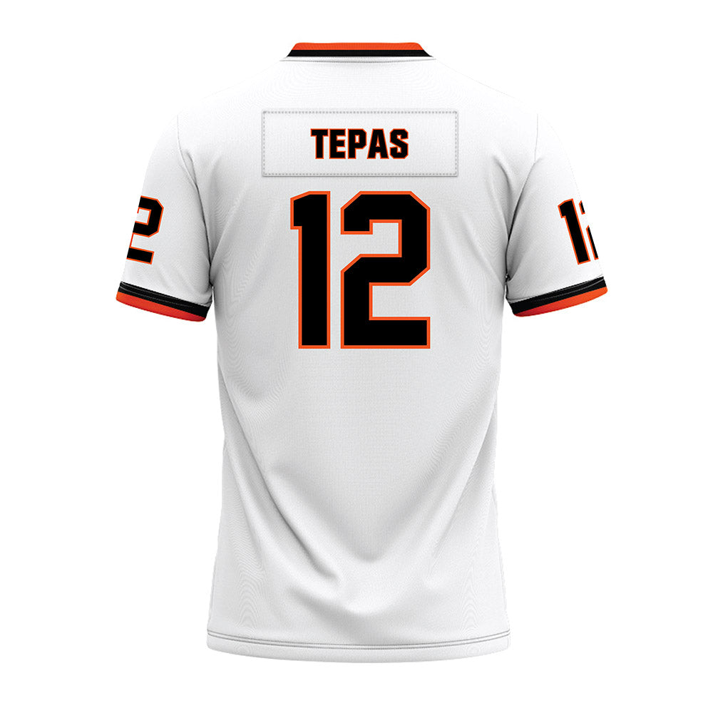 Oklahoma State - NCAA Football : Luke Tepas - White Premium Football Jersey-1