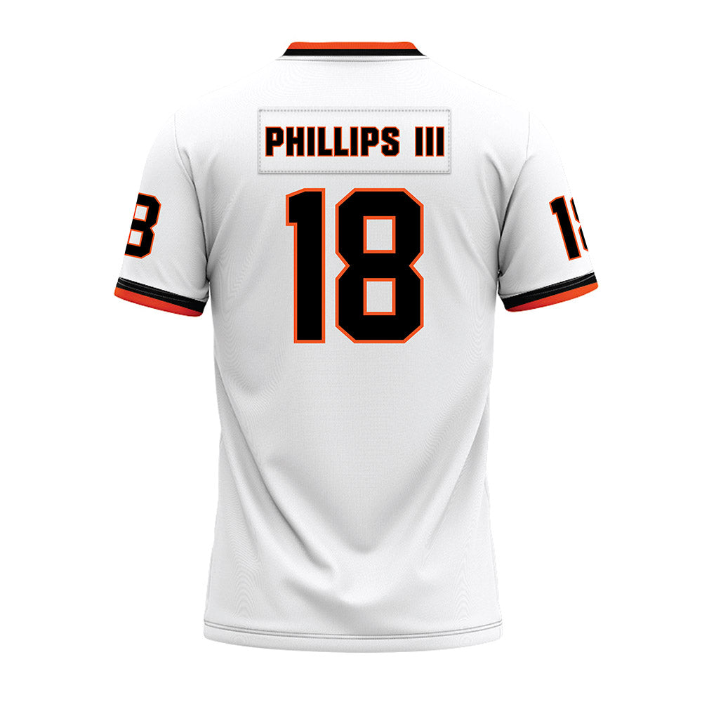 Oklahoma State - NCAA Football : Mose Phillips III - White Premium Football Jersey-1