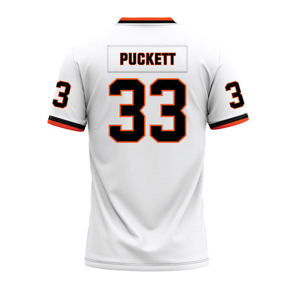 Oklahoma State - NCAA Football : Jack Puckett - White Premium Football Jersey-1
