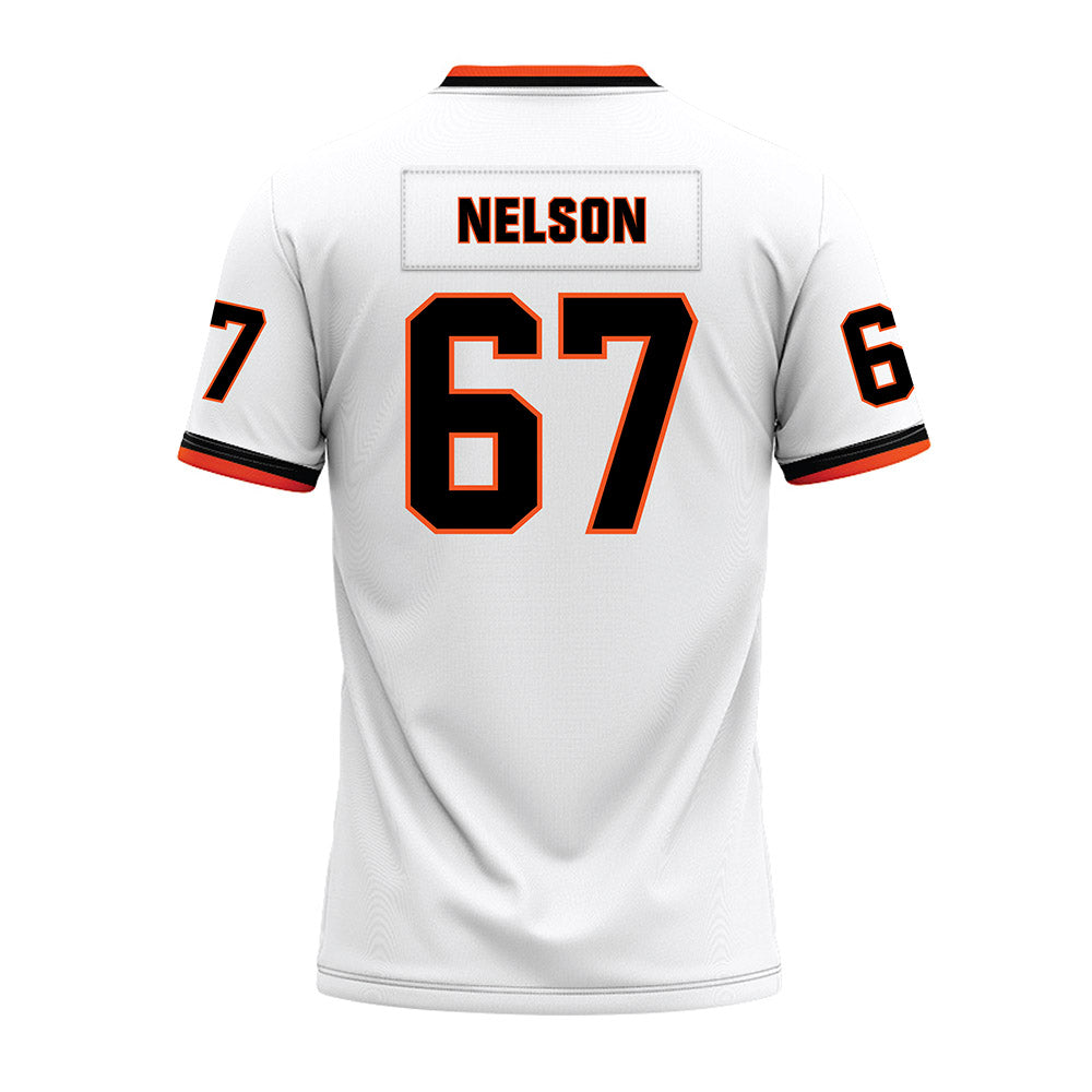 Oklahoma State - NCAA Football : Braydon Nelson - White Premium Football Jersey-1
